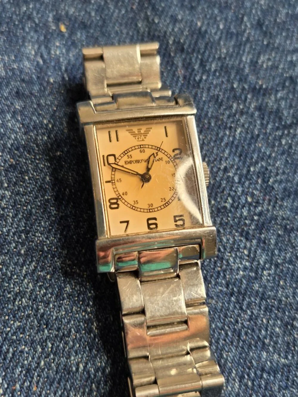 Men's - Vintage Authentic EMPORIO ARMANI Watch Quartz with Beige Face - AR-0218